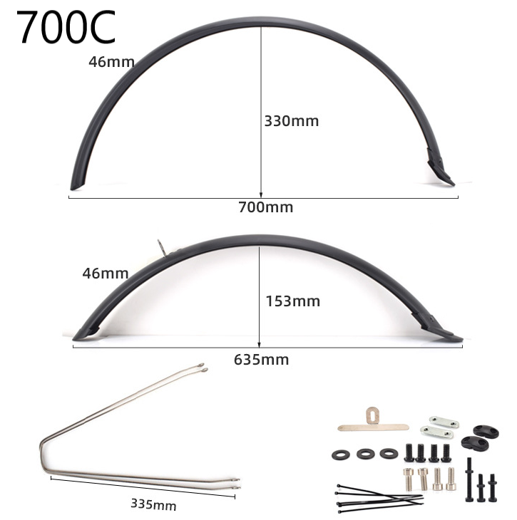 Full Length 700c and 26" Bicycle Fenders - Plastic