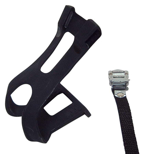 EVO Double Toe Clips & Nylon straps - Black - Large