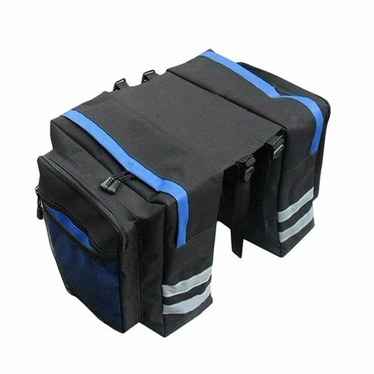 VeloSmith Double Pannier Bag - 28L - Water Resistant - Black & Blue