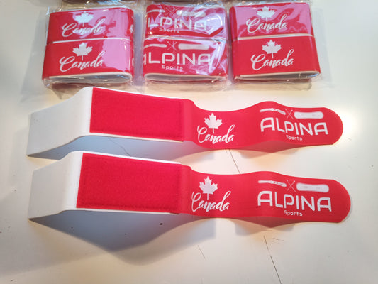 ALPINA Sports Ski Straps - NEW! - With CANADA logo - Red/White - 50% OFF