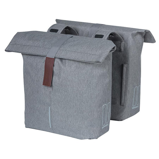 Basil City Double Pannier Bags - 28L - Water Repellent - Black & Grey